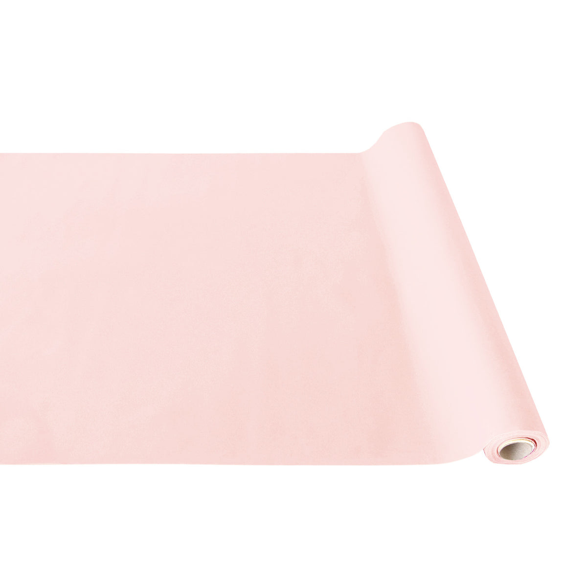 Roll of pink flocked runner on a white background.