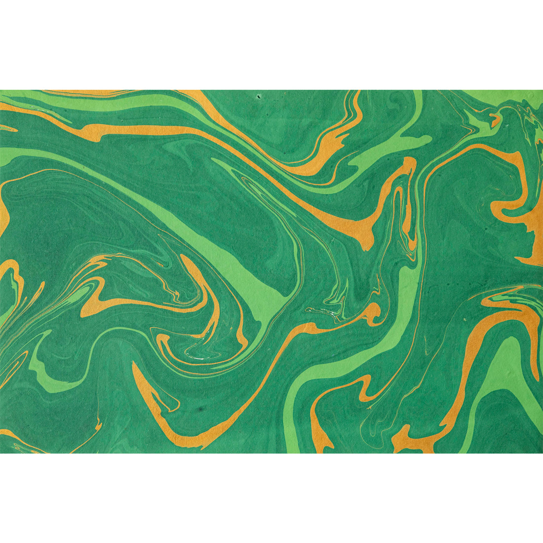 An abstract, marbled pattern of primarily dark and light green swirled together with veins of gold.