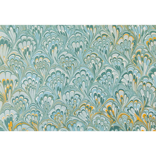 Blue & Gold Peacock Marbled Placemat