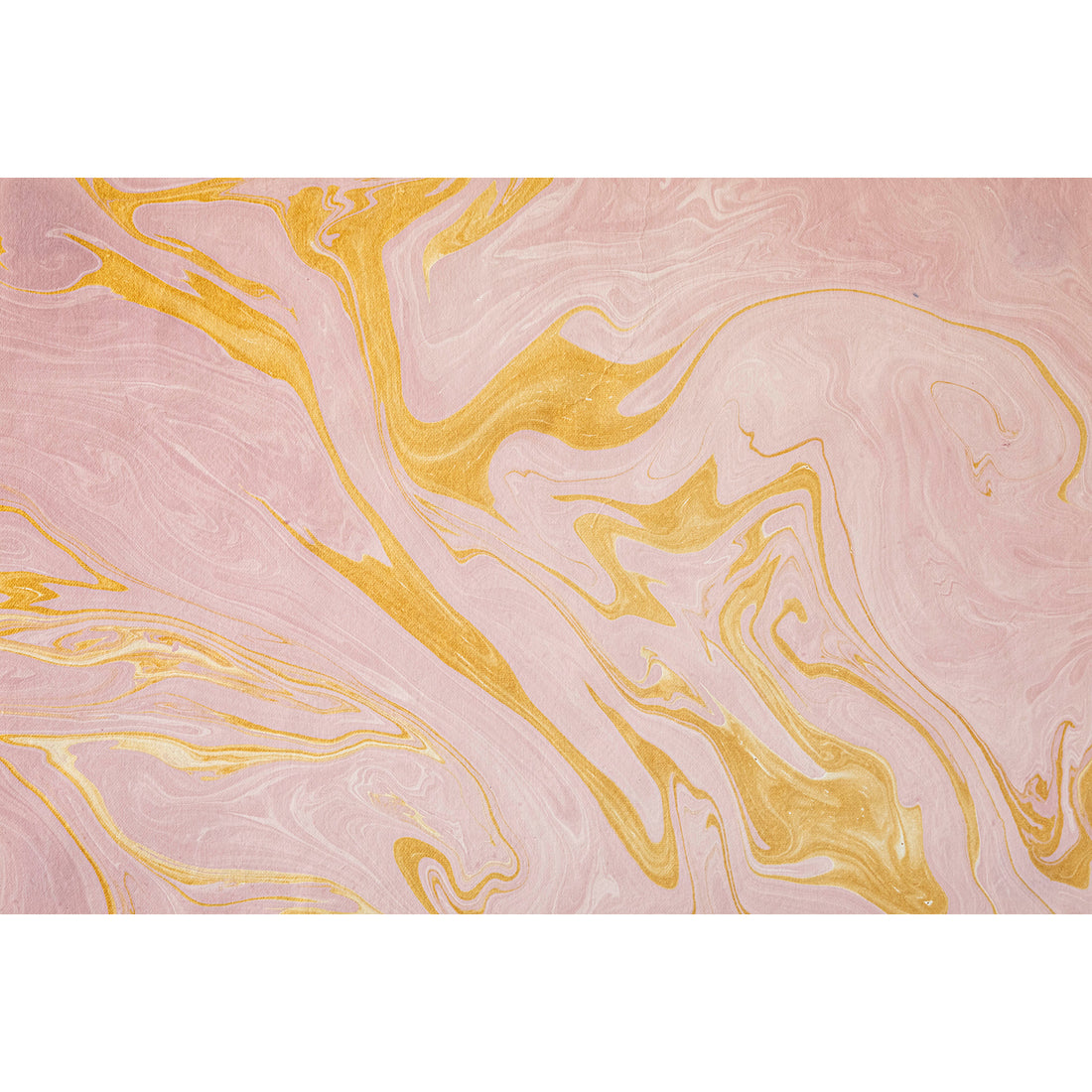 An abstract, marbled pattern of shimmering gold swirled with light pink.