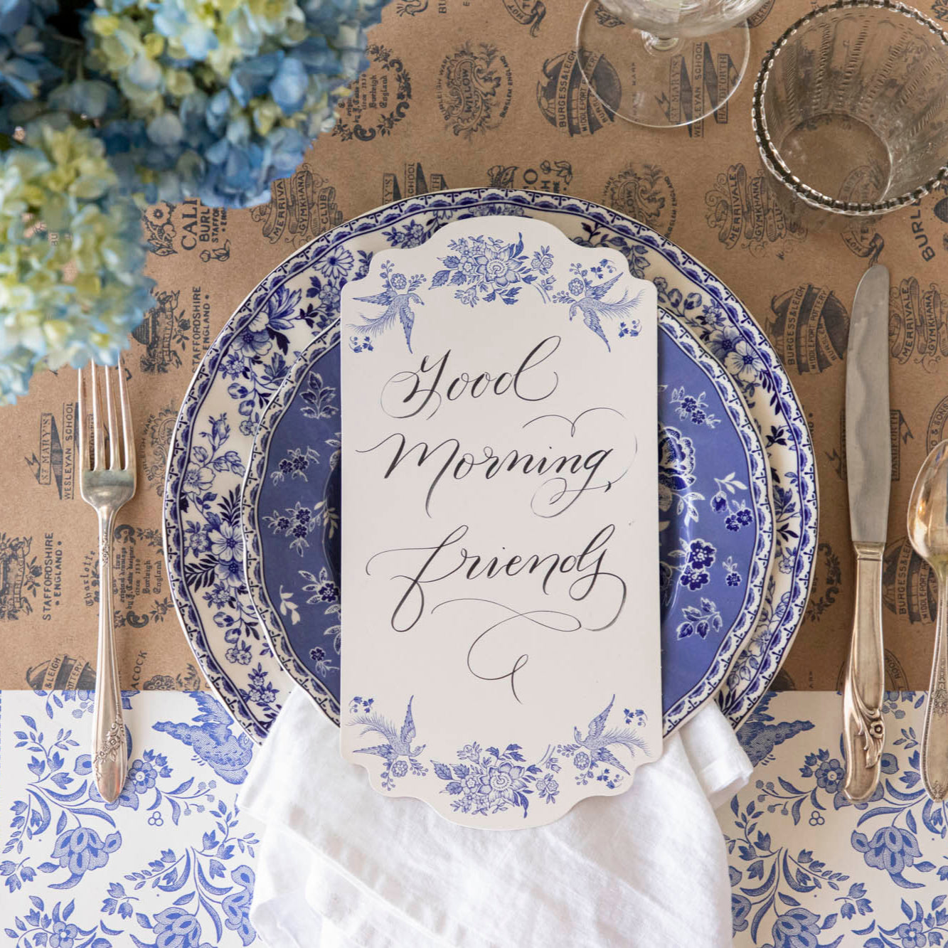 Kraft Burleigh Heritage Runner under an elegant place setting.