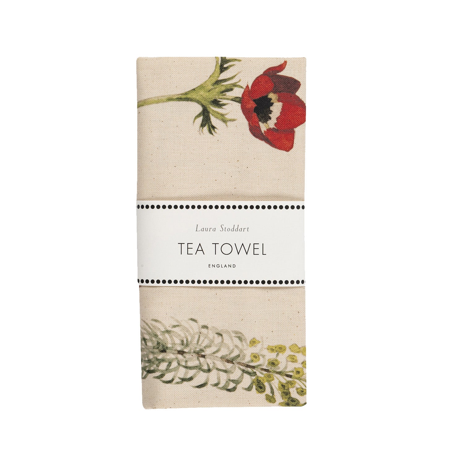 Tea towel with floral design and &