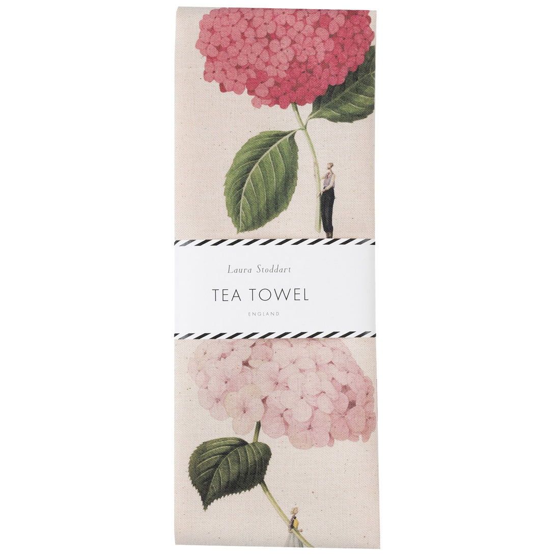 Pink and Green Hydrangeas In Bloom Tea Towel