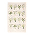 Tea towel with illustrations of flowers on a beige background.