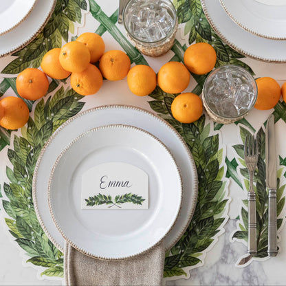 Laurel themed place setting for one.