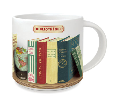 5.5&quot; x 7.6&quot; ceramic mug with library books design