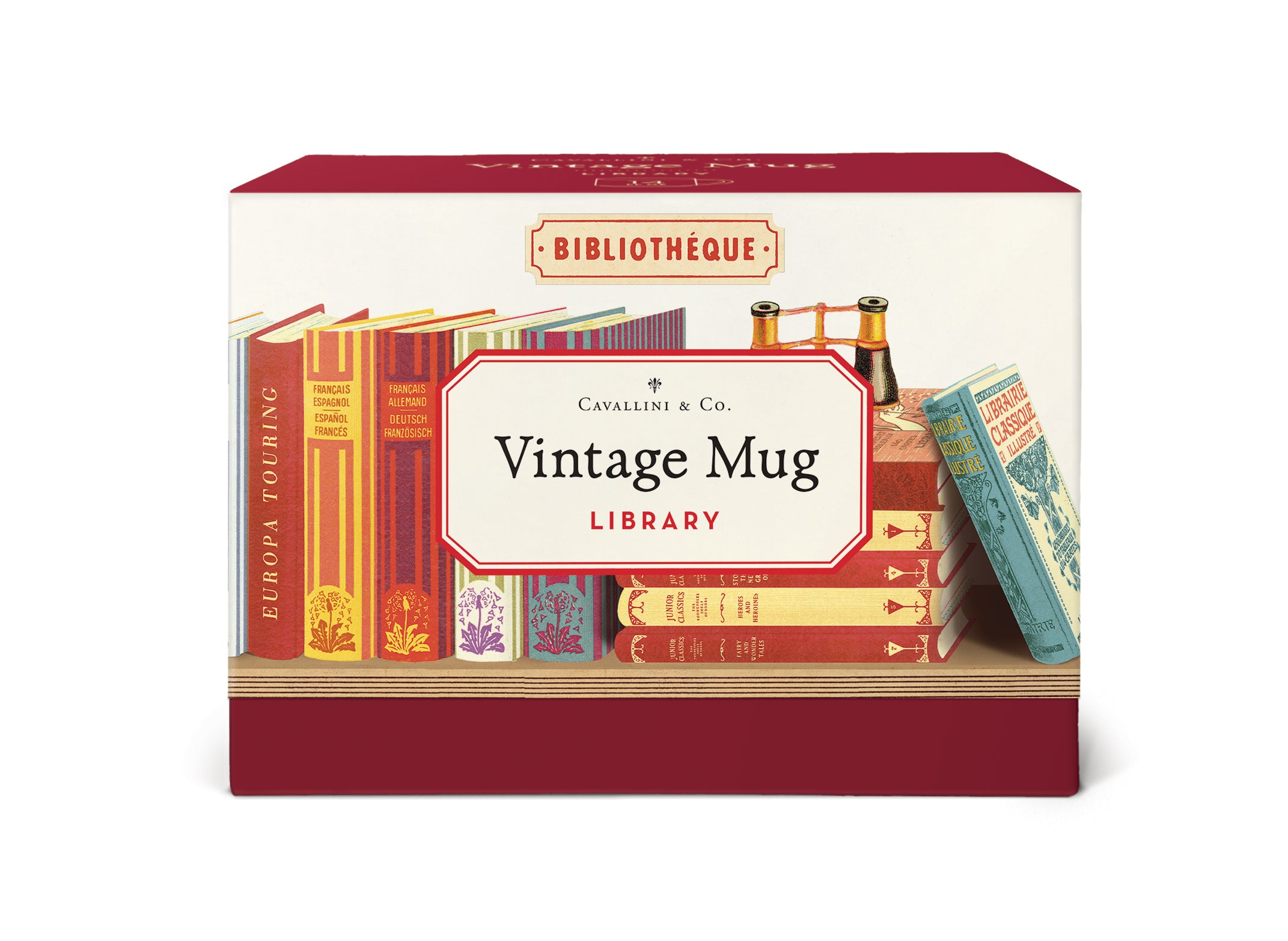5.5&quot; x 7.6&quot; ceramic mug packaged in a decorative box with library book design.