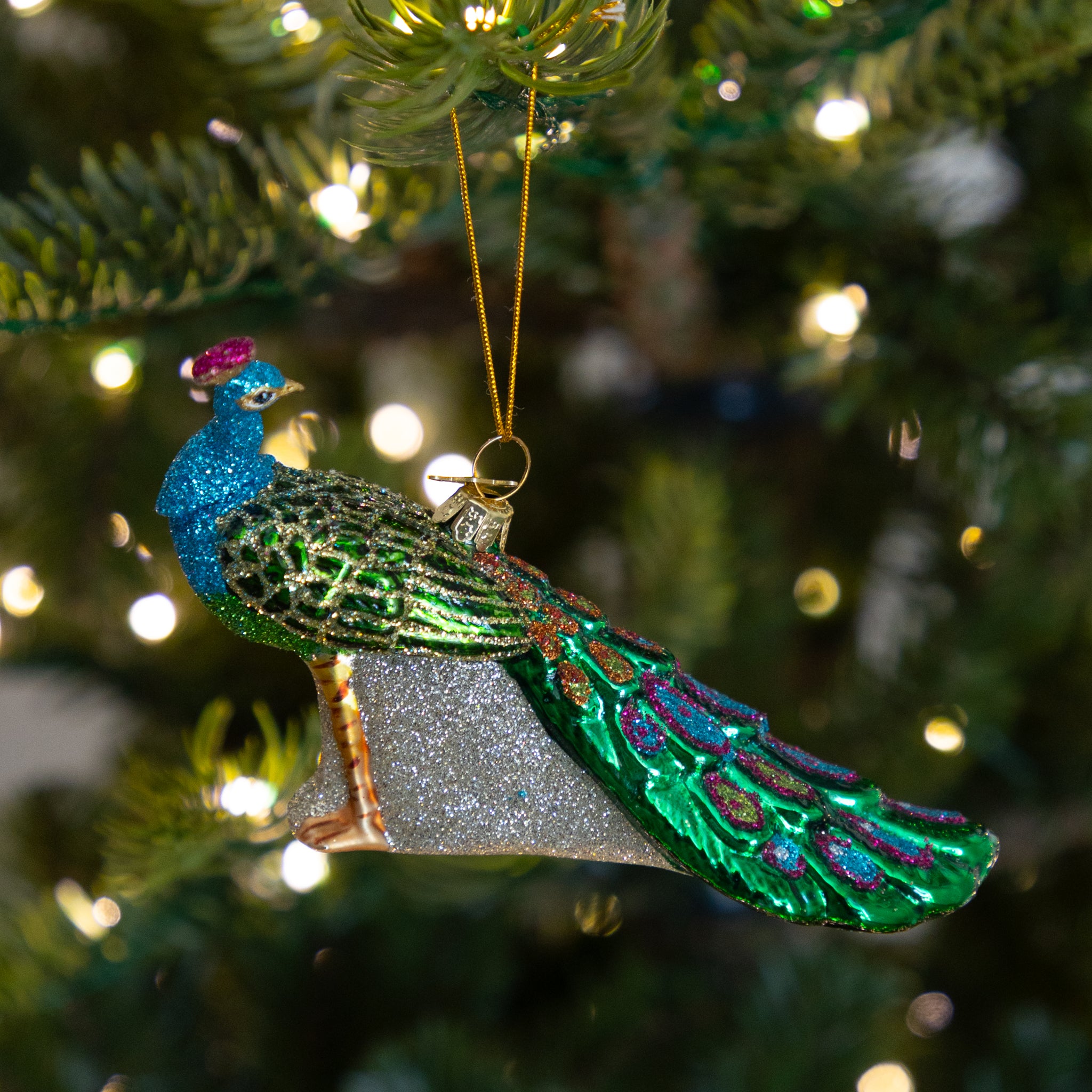 Glass Peacock Ornament