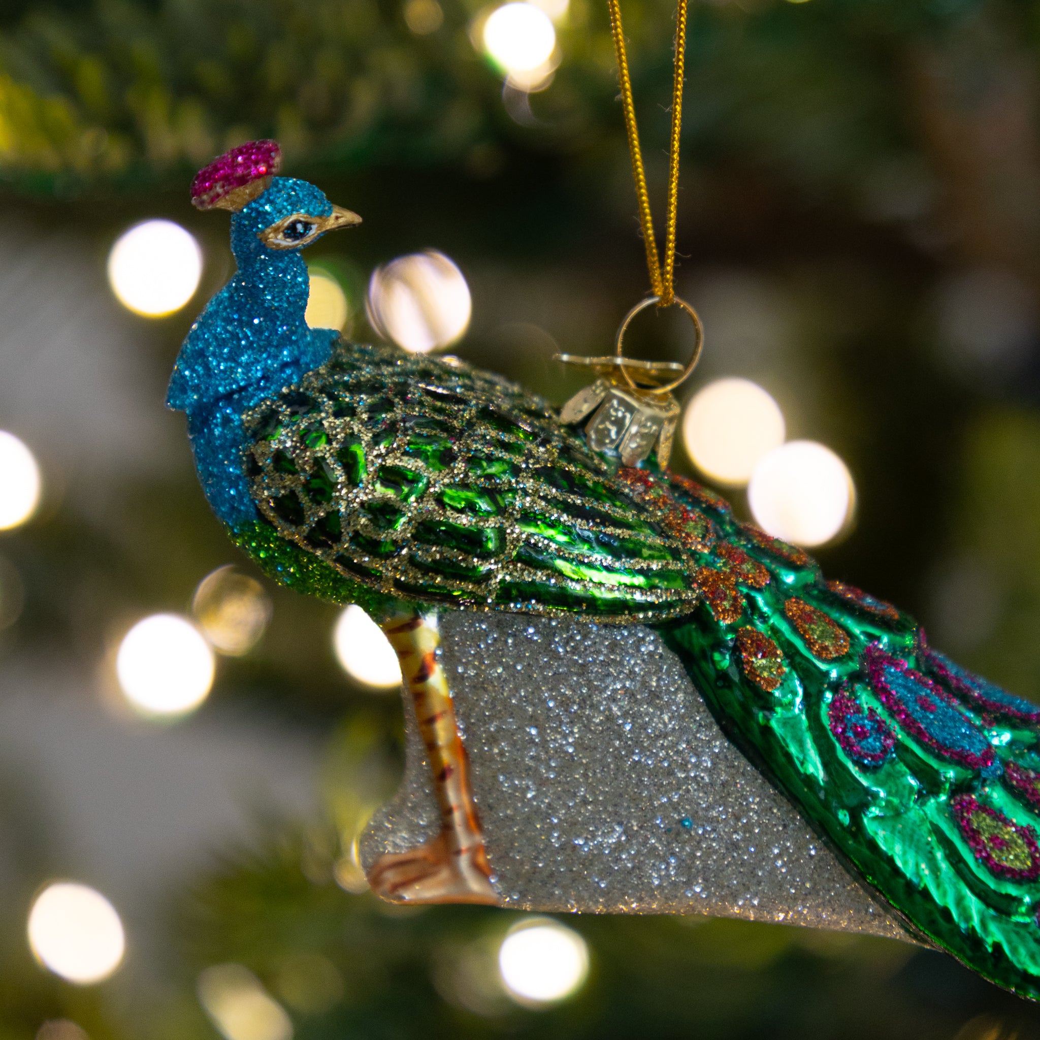 Glass Peacock Ornament
