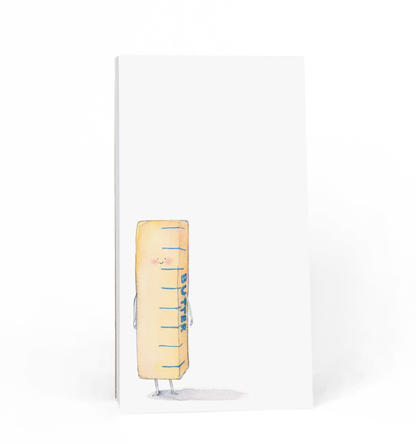 White Butter Up Notepad with an illustration of a bandaged finger on the cover by E. Frances.