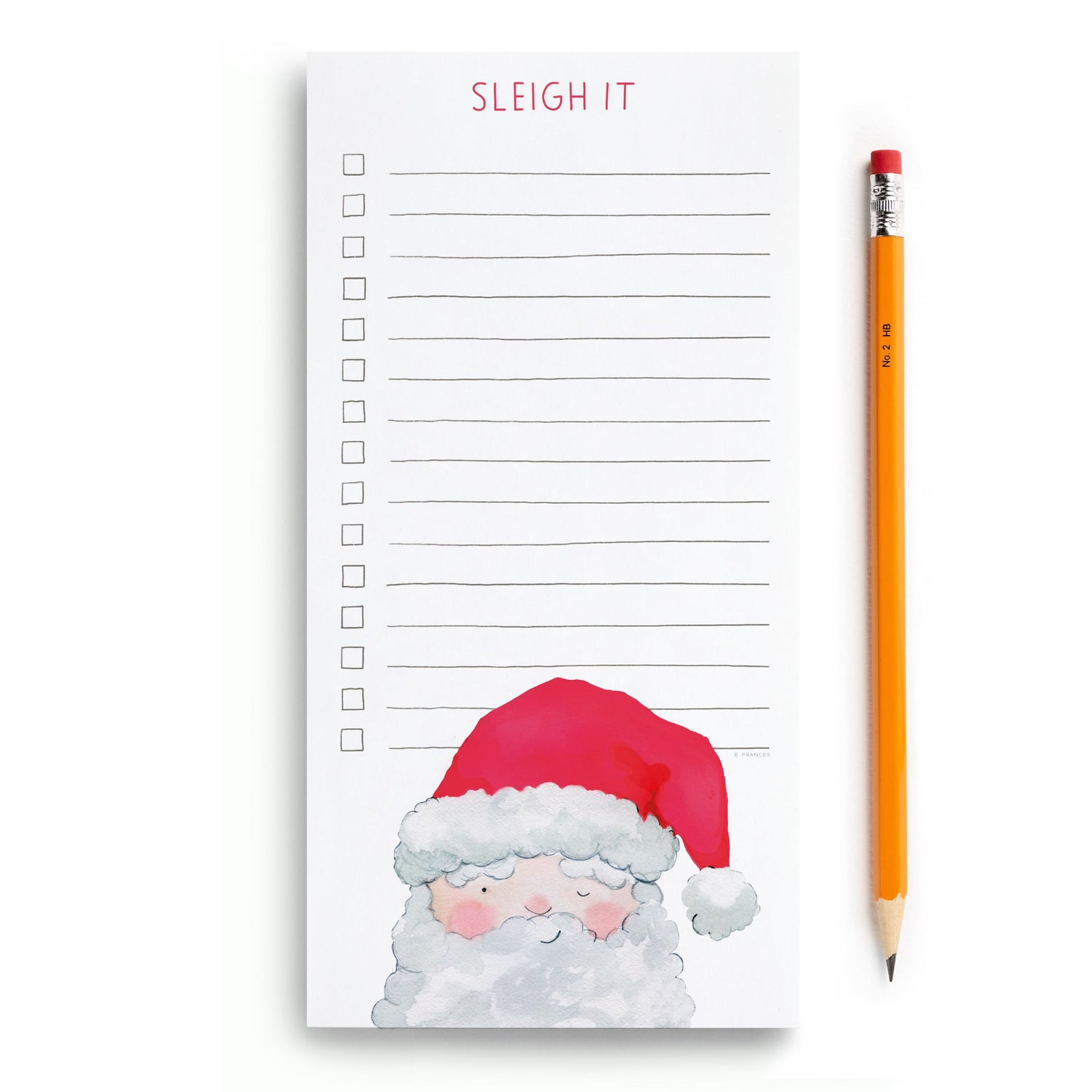 Sleigh It Santa Market Notepad next to a no.2 pencil on a white background.