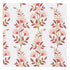 Floral pattern with pink flowers and green leaves on a white background