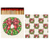 Holiday Wreath Matches front and back view. The front features a green holiday wreath with a red bow and the back an alternating lattice pattern of holiday wreaths on a cream background.