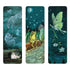 Three illustrated bookmarks featuring nature scenes with a frog, butterfly, and other elements.