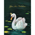 A white Fabulous Swan Card gracefully glides through a serene pond adorned with lily pads, surrounded by the heartfelt words "you are fabulous." This exquisite scene, captured in an original artwork, is by artist Elizabeth Foster.