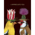 A couple of Appreciate You Birds Card adorned with flowers on their heads, depicted in exquisite paintings by a talented artist from Hester & Cook.