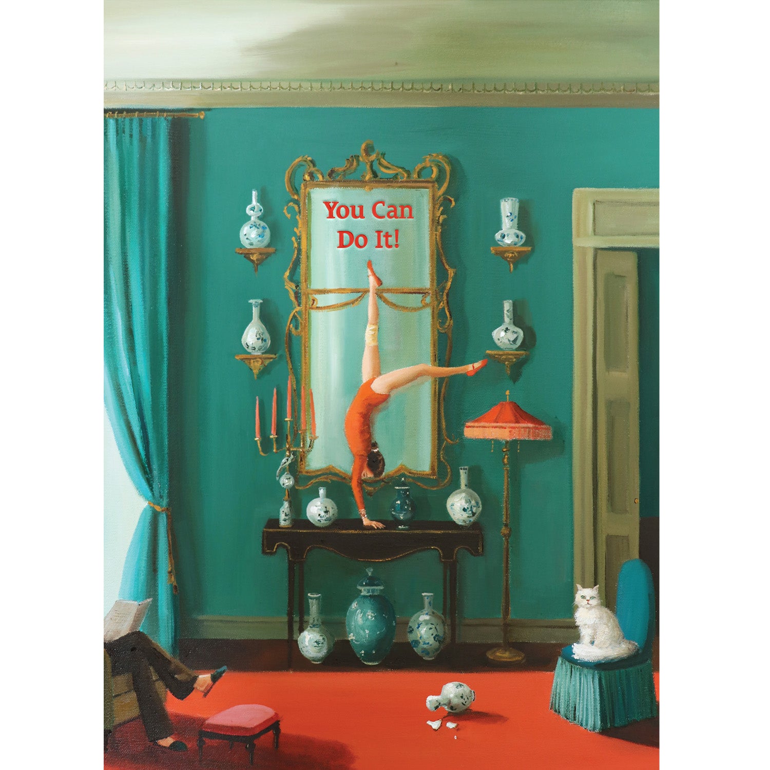 You Can Do It Card featuring artwork by Janet Hill with &quot;You Can Do It!&quot; in red text.