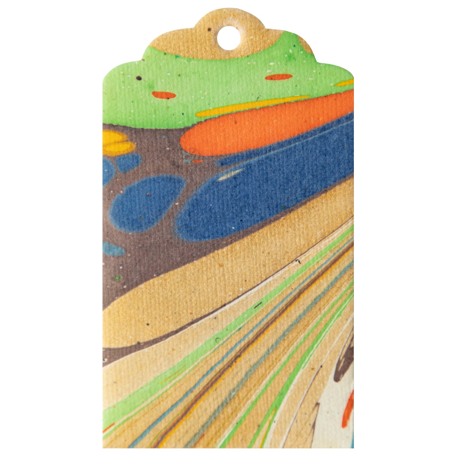 A bag with a unique and colorful design on it, featuring Multi Color Marbled Gift Tags by Hester &amp; Cook.