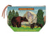Pouch with bear and cubs design featuring national parks text.