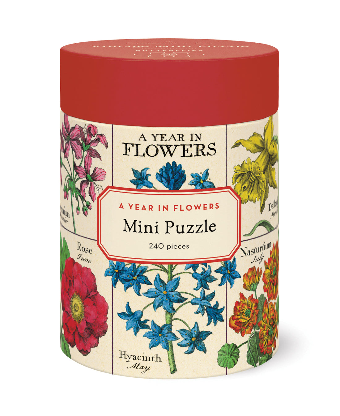  cylindrical puzzle box with floral design and &