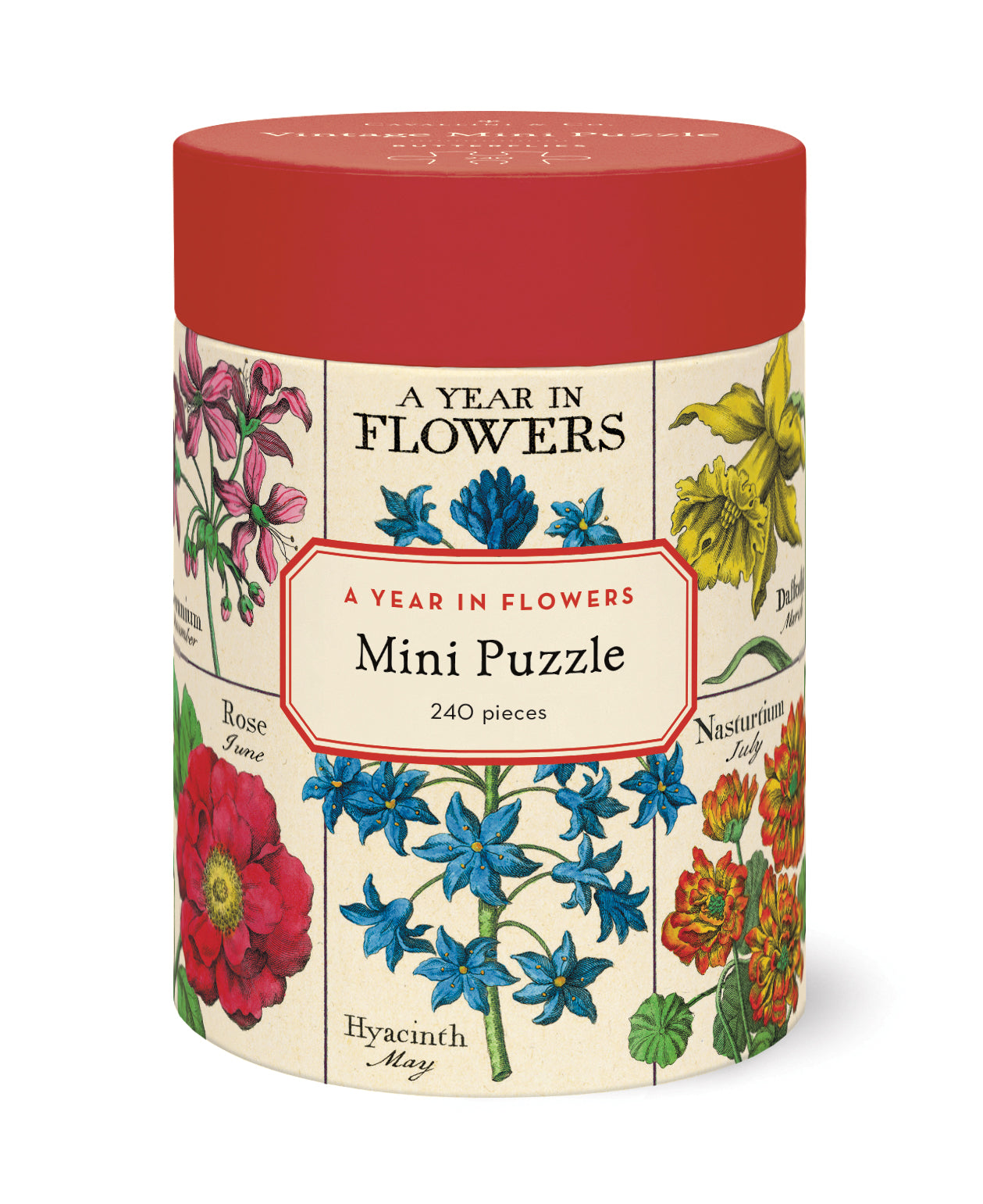  cylindrical puzzle box with floral design and &