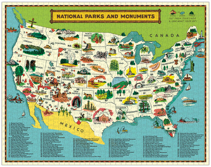 Cavallini Papers &amp; Co National Parks Map Puzzle vintage illustrations jigsaw puzzle.