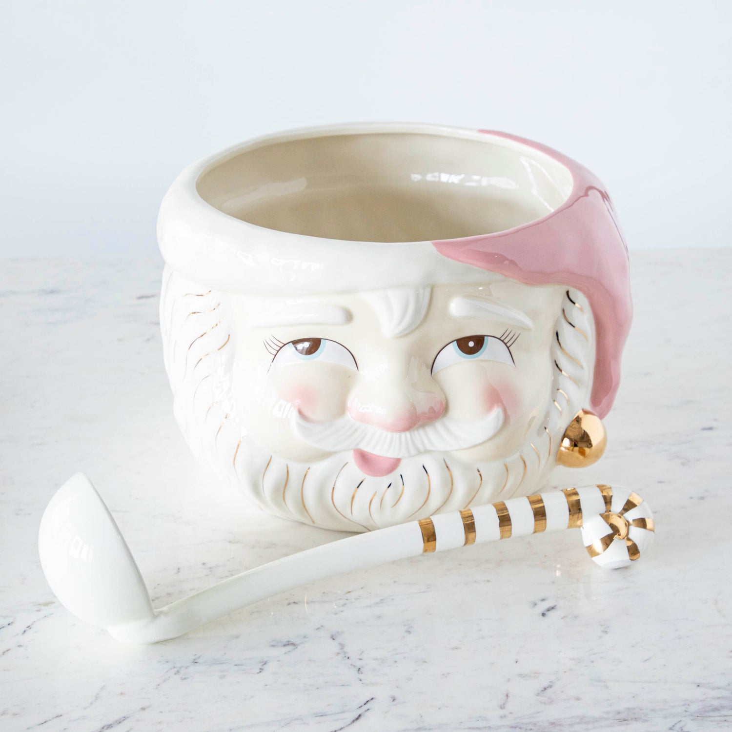 Papa Noel Pink Punch Bowl with Ladle