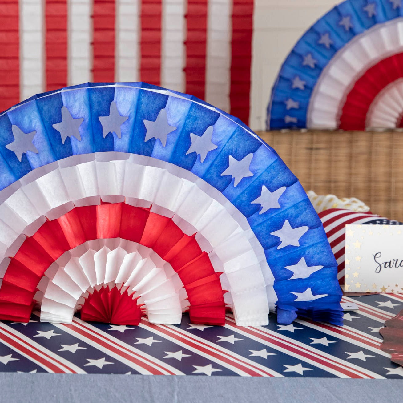 The Stars and Stripes Runner under a patriotic tablescape.