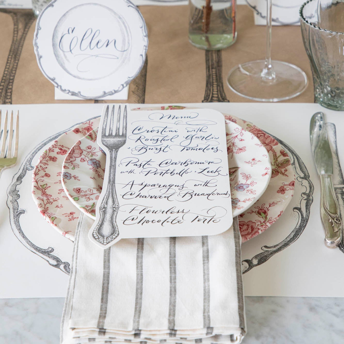 Perfect Setting Placemat styled on a classic place setting for one.