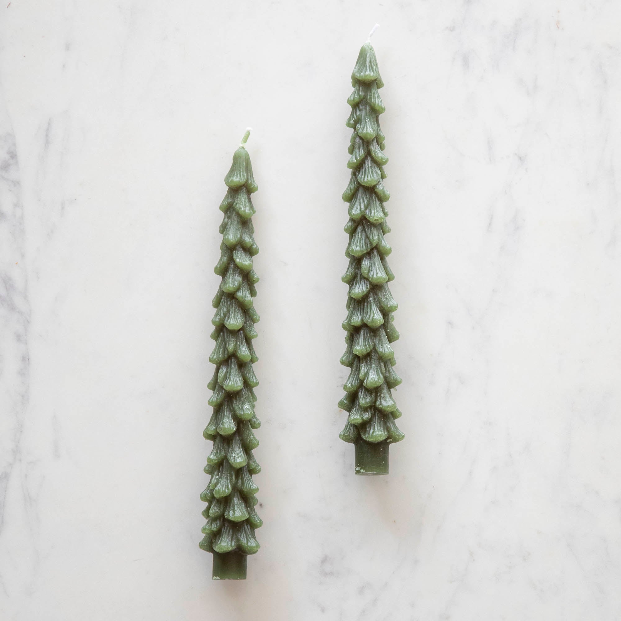 Green Tree Shape Taper Candles, Set of 2