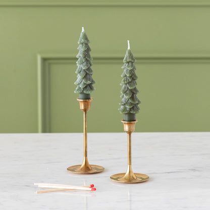 Green Tree Shape Taper Candles, Set of 2