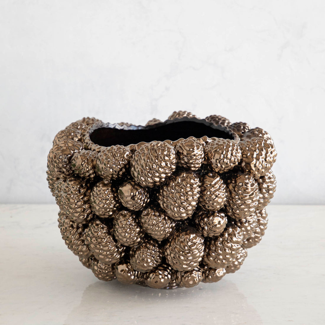 Metallic Brown Ceramic Cone Pot
