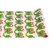 A paper runner roll featuring a repeating illustrated pattern of green ribbon tied in bows around red and white striped candy canes on a cream background. 