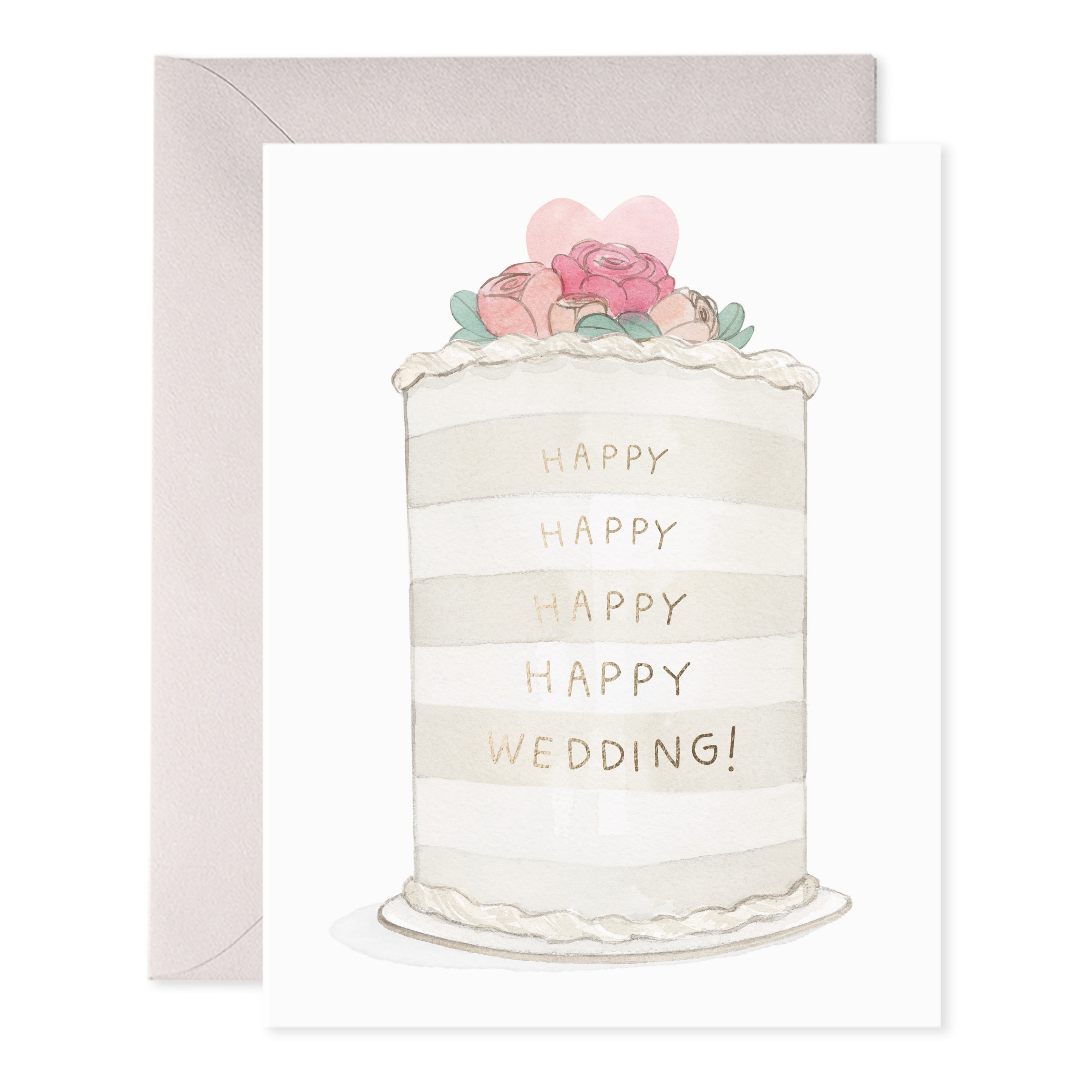 Card with a wedding cake illustration and &