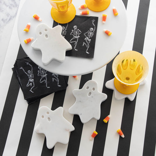 White Marble Ghost Coasters S/4