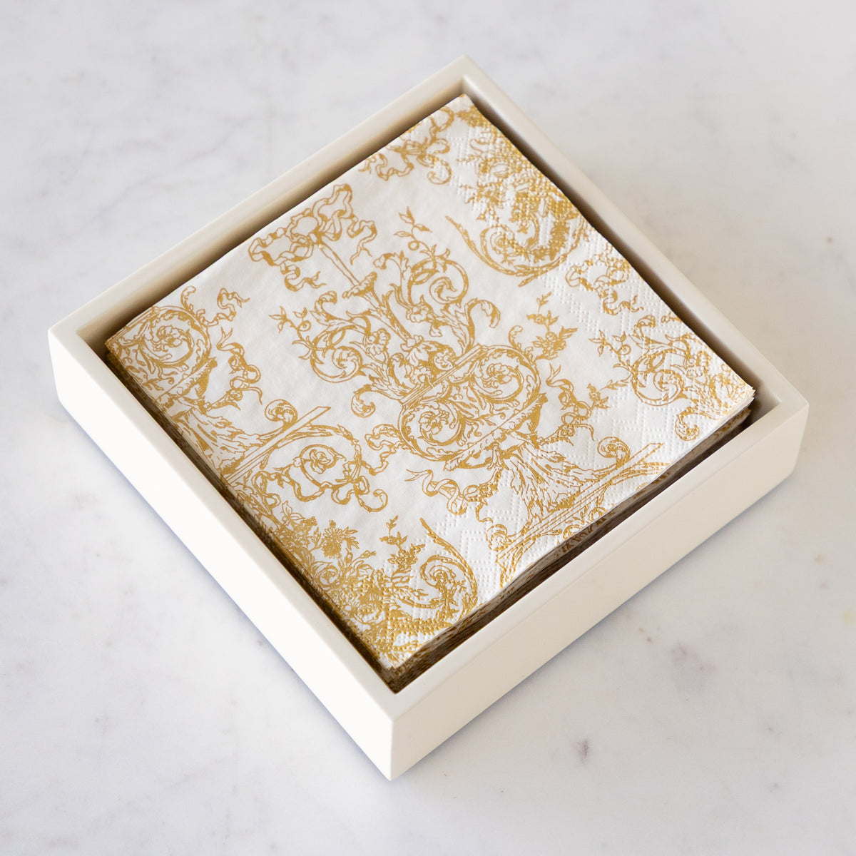 Cream Lacquer Napkin Holder/Tray