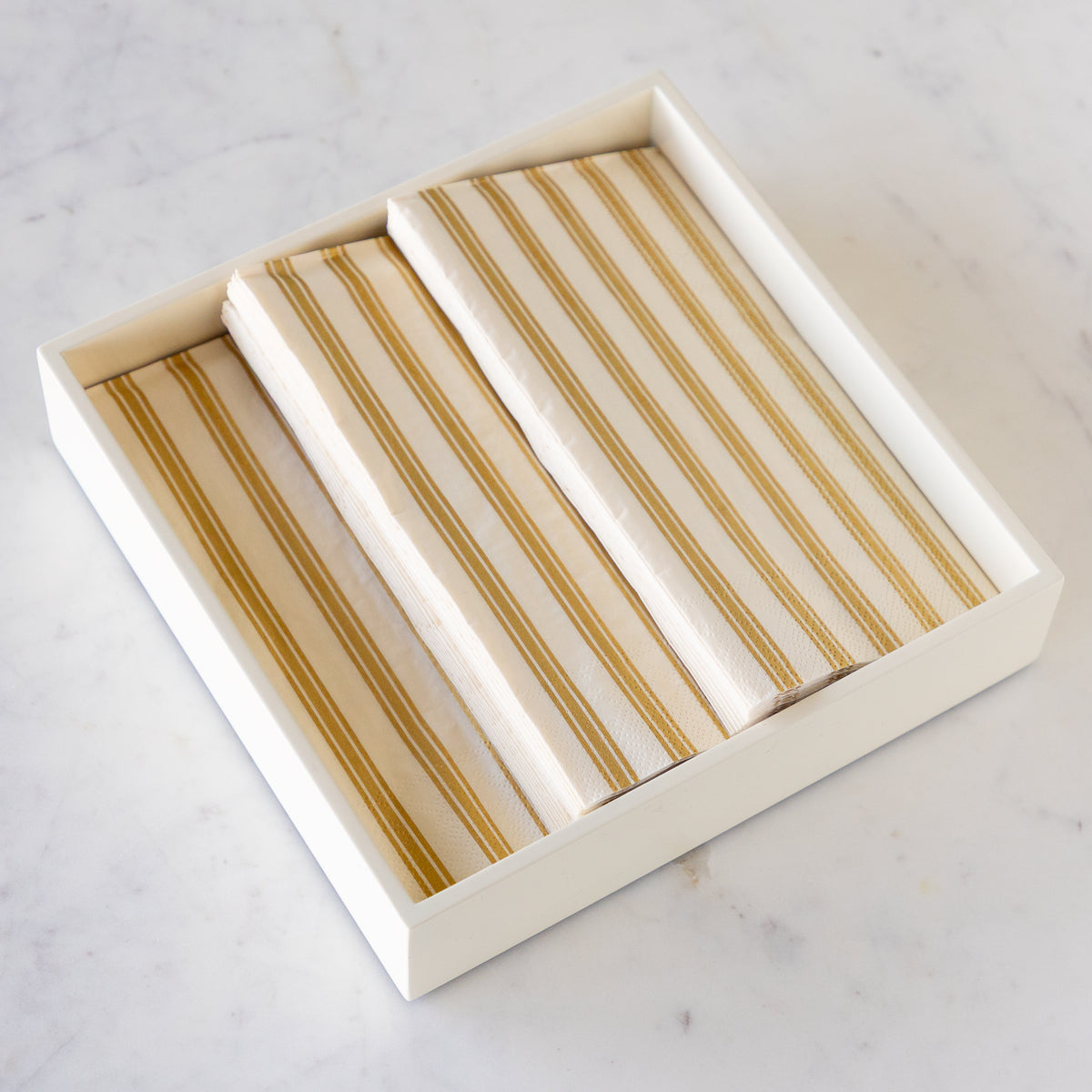 Cream Lacquer Napkin Holder/Tray