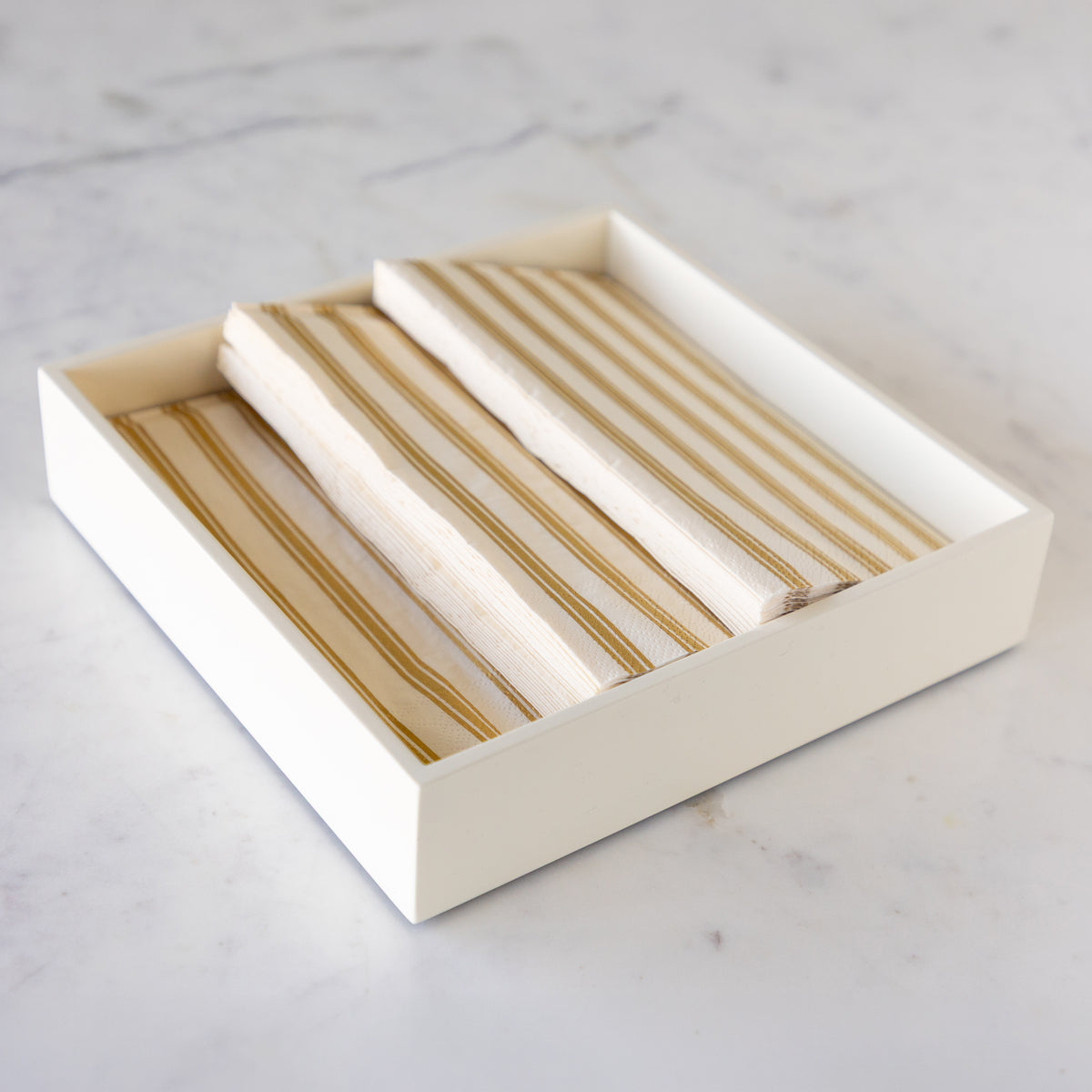 Cream Lacquer Napkin Holder/Tray