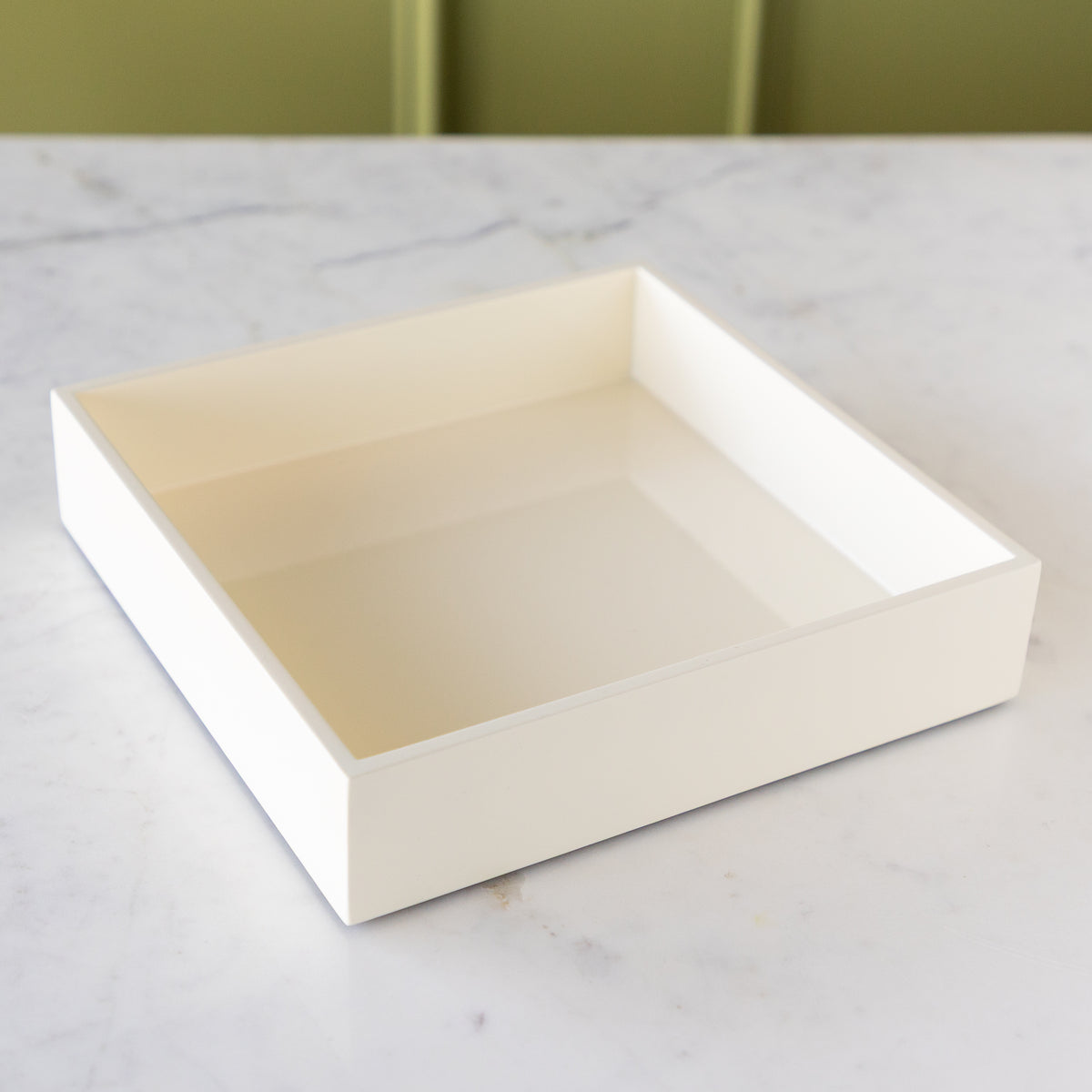 Cream Lacquer Napkin Holder/Tray