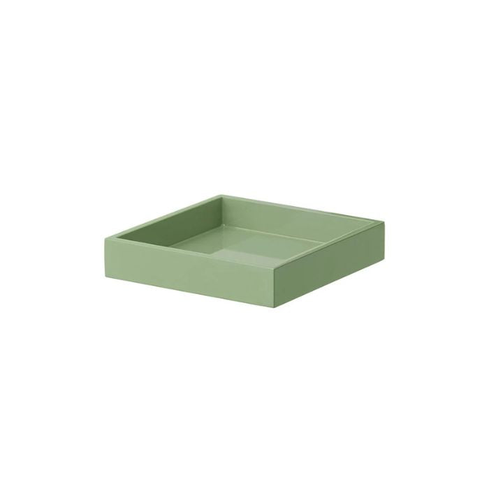 Square artichoke green lacquer box on a white background. 