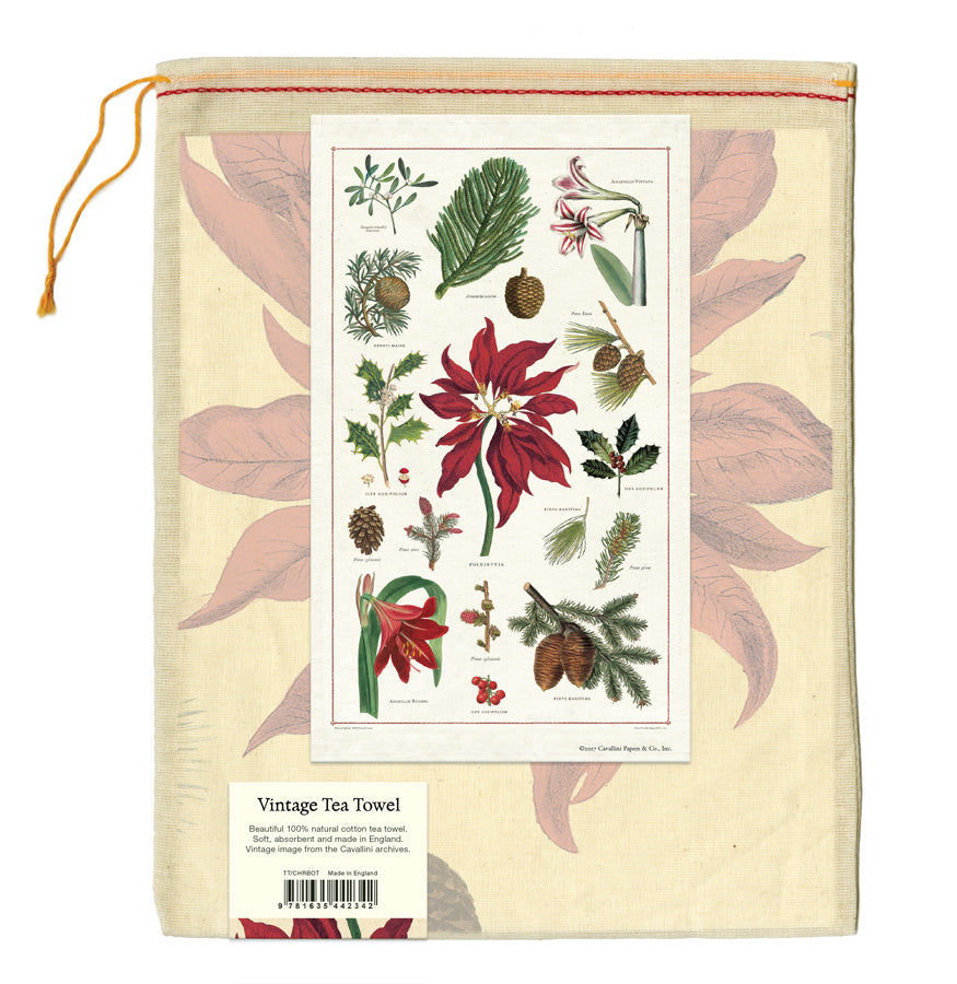 Botanical Christmas Tea Towel