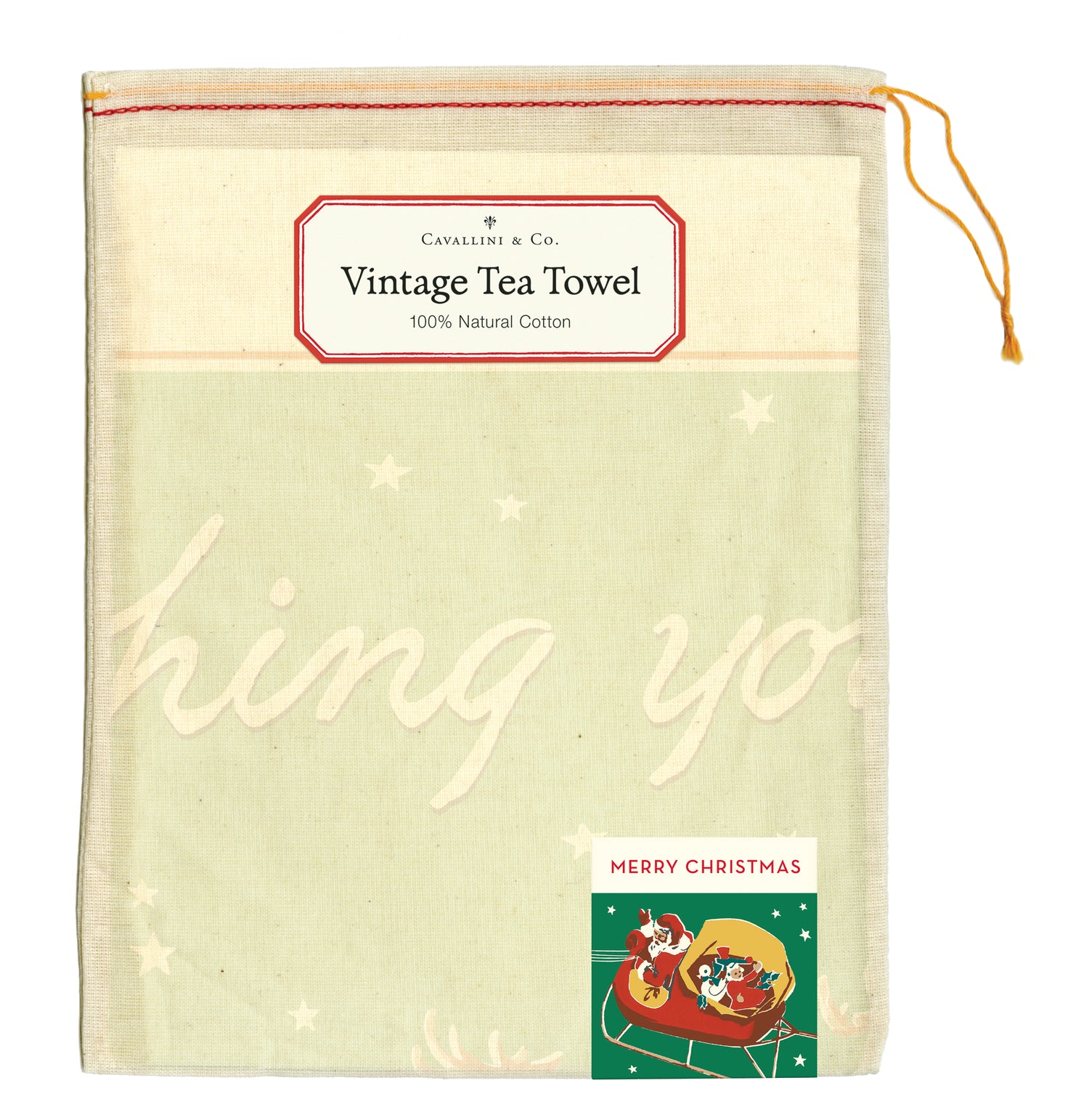Vintage-style tea towel with &