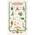 An English Twelve Days of Christmas tea towel featuring a festive illustration of a Christmas tree, crafted with natural cotton by Cavallini Papers & Co.