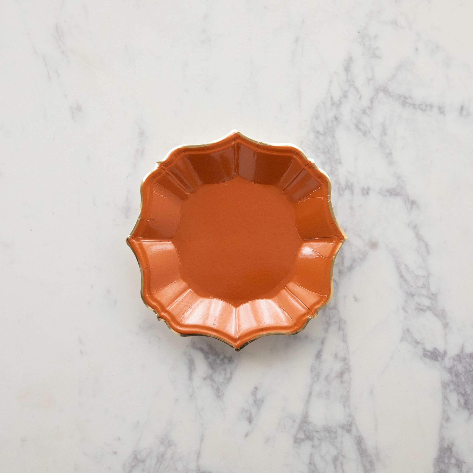 Terracotta Scalloped Plates with Gold Rim Hester & Cook