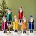 Six assorted 22" Velvet Belsnickle figurines with a velvet robe adorned with tinsel trimming and glitter, holding a tree.