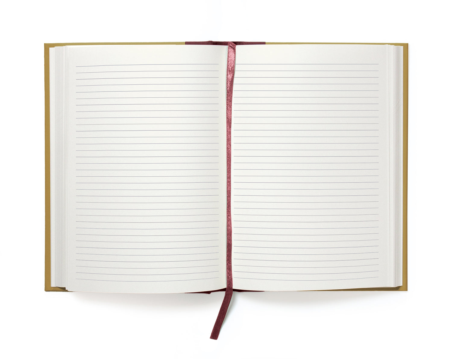 Open notebook with lined pages on a white background.