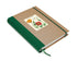 Notebook with floral design on the cover against a white background.