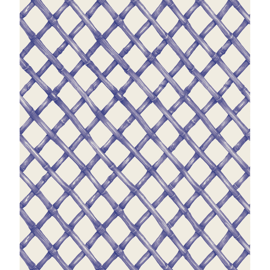 Hester &amp; Cook Blue Lattice Wallpaper featuring a diagonal crisscross pattern with lines on a light background, designed to be mold and mildew resistant.