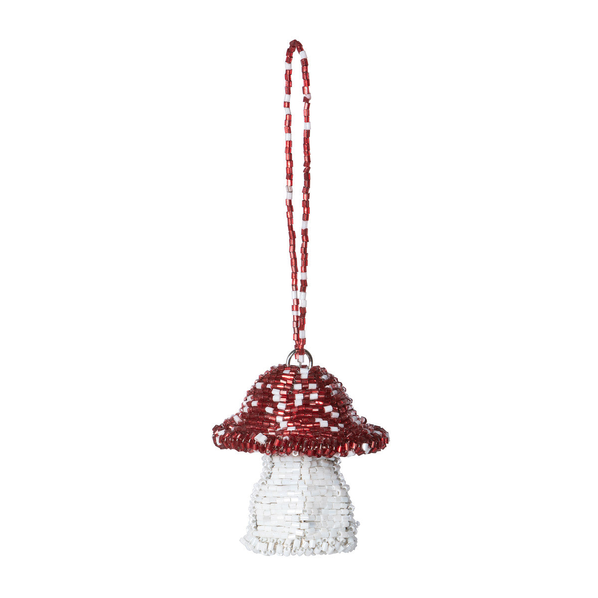 Beaded Red Capped Mushroom Ornament