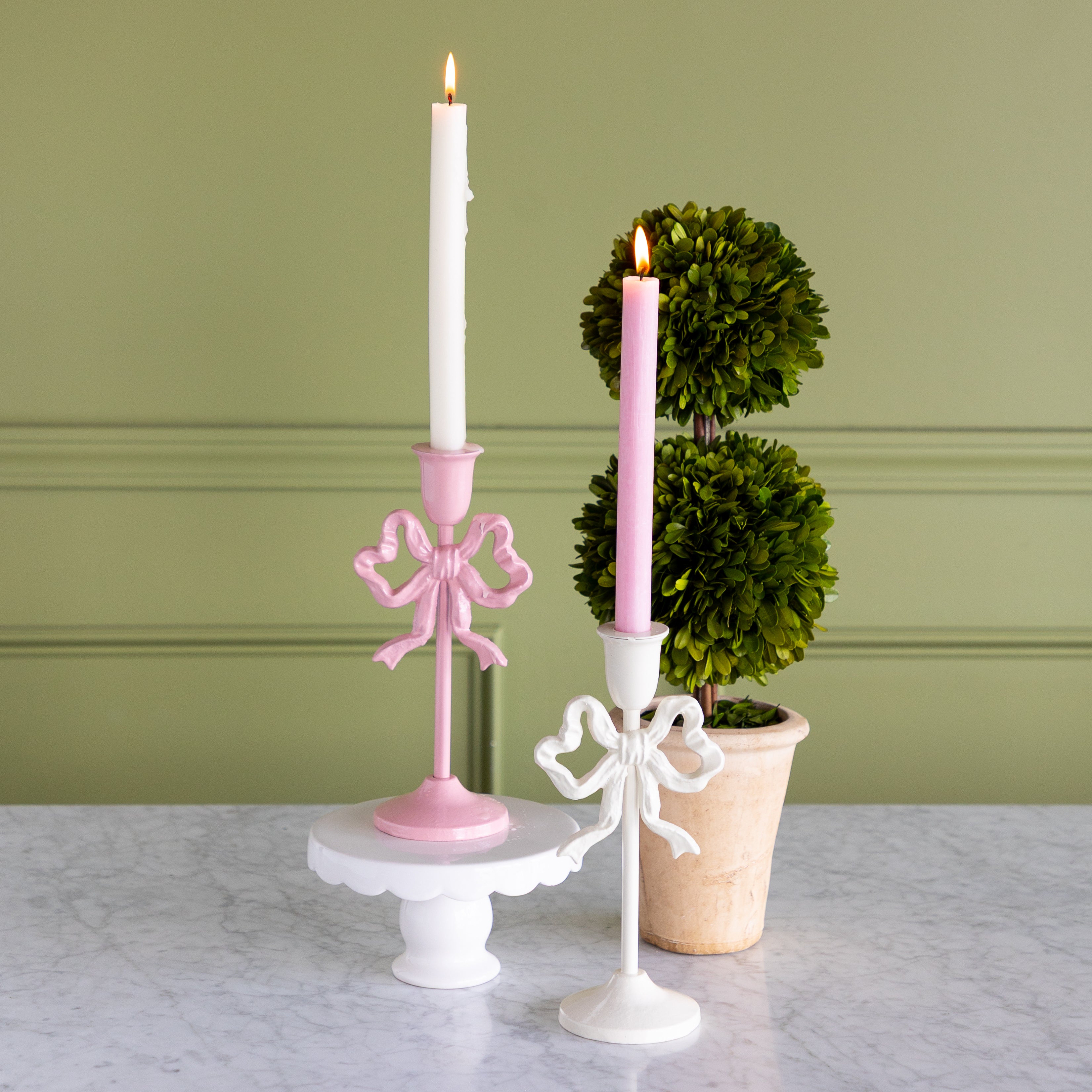 Metal Bow Taper Candle Holder